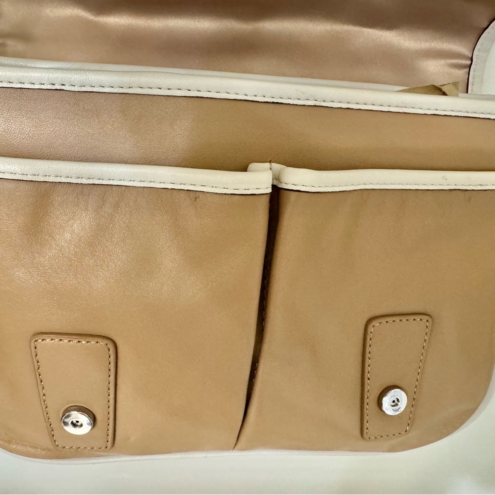 Pre-owned COACH Park Colorblock Salmon Pink/Tan/White Leather Crossbody Bag - Picture 10 of 14